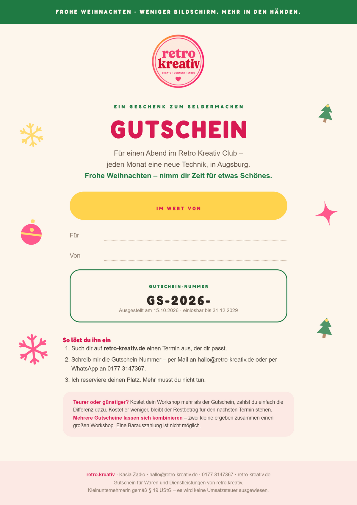 Gutschein · Retro Kreativ Club